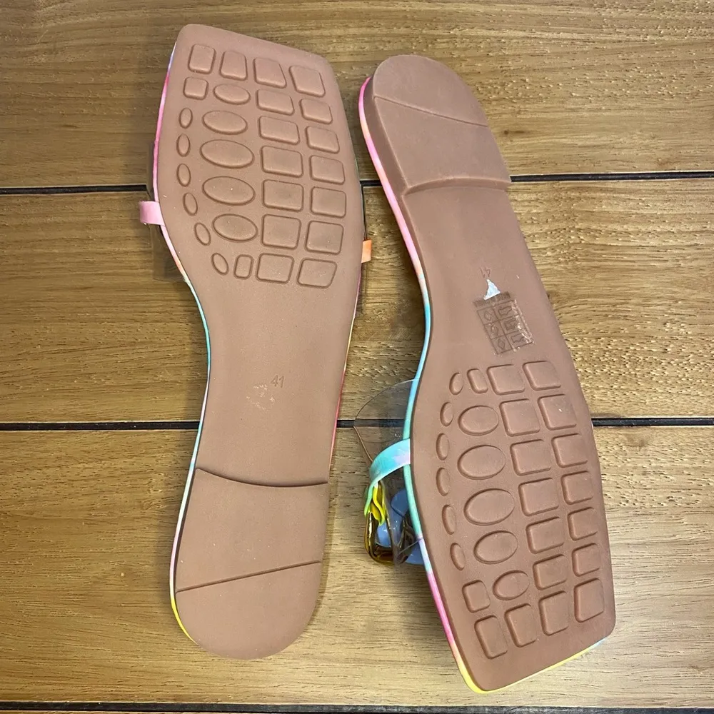 SheIn Funky Outdoors Flat Slippers, Chain Decor Multicolor PVC Open Toe Slide Sandals - Image 3