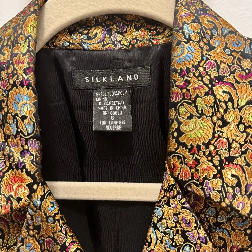SilkLand Gold Black Office Shacket Jacket Floral Frenzy Blazer Statement Office Multiple - Image 5
