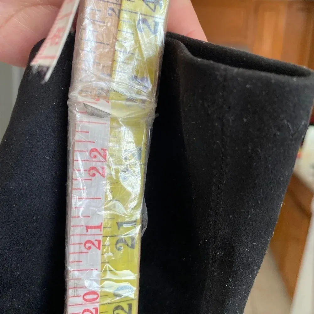 Zara Black Faux Suede Block Heel Square‎ Toe Over The Knee Boots size 39 - Image 9