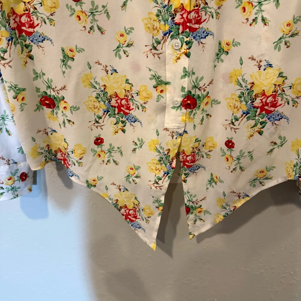 Equipment 100% Silk Floral Button Front Blouse - Image 4