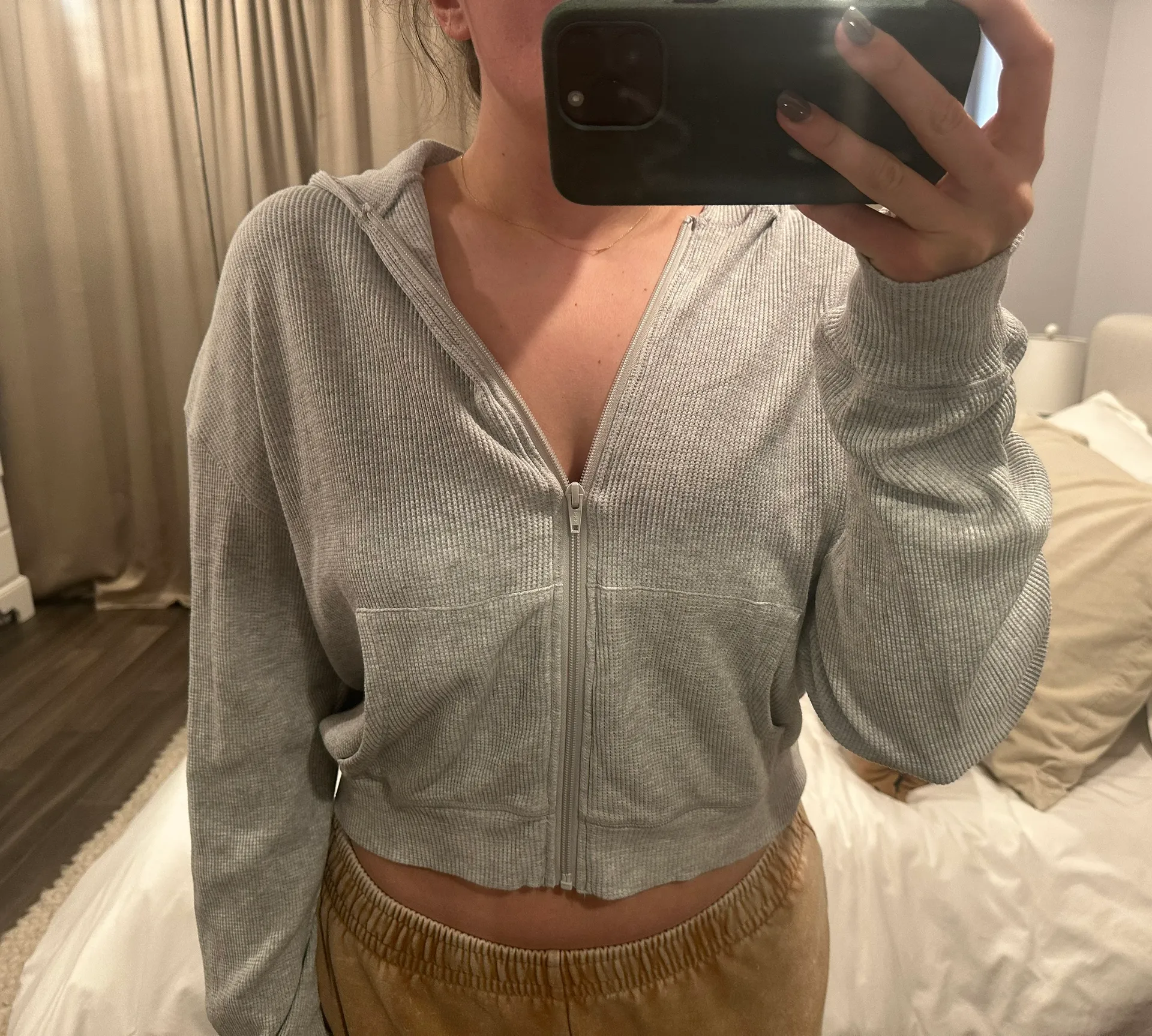 SKIMS Waffle zip up Hoodie - Image 6