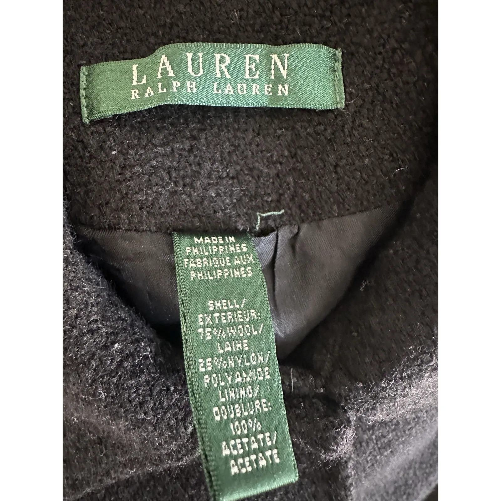 Women's Black Lauren Ralph Lauren Short Wool Blend Blazer, Sz 8 ? (b26) - Image 4