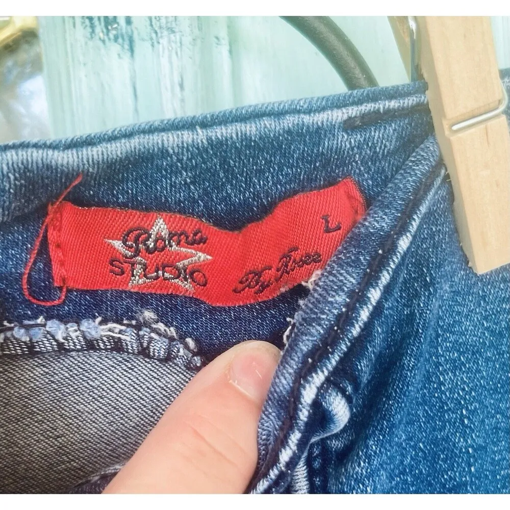 Dk Blue Denim Jeggings SzLG Skinny Tapered Leg Roma Studio By Rosee Front Seam Size undefined - Image 3