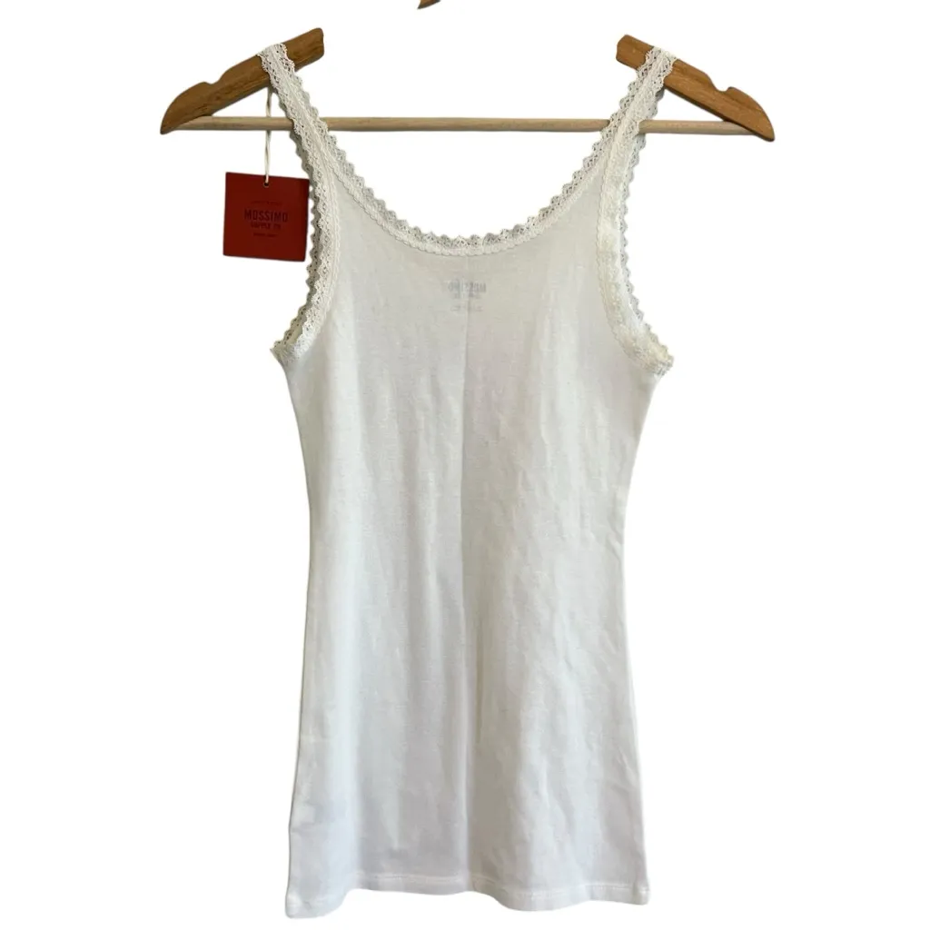 Mossimo Y2K Lace Trim Tank Top Size S White Preppy Soft Girl Elena Gilbert Fairy - Image 3