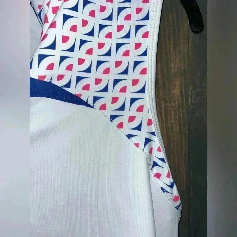 Kyodan Sleeveless Golf Top Geometric Pattern‎ Quarter-Zip Athletic Tank - Image 3