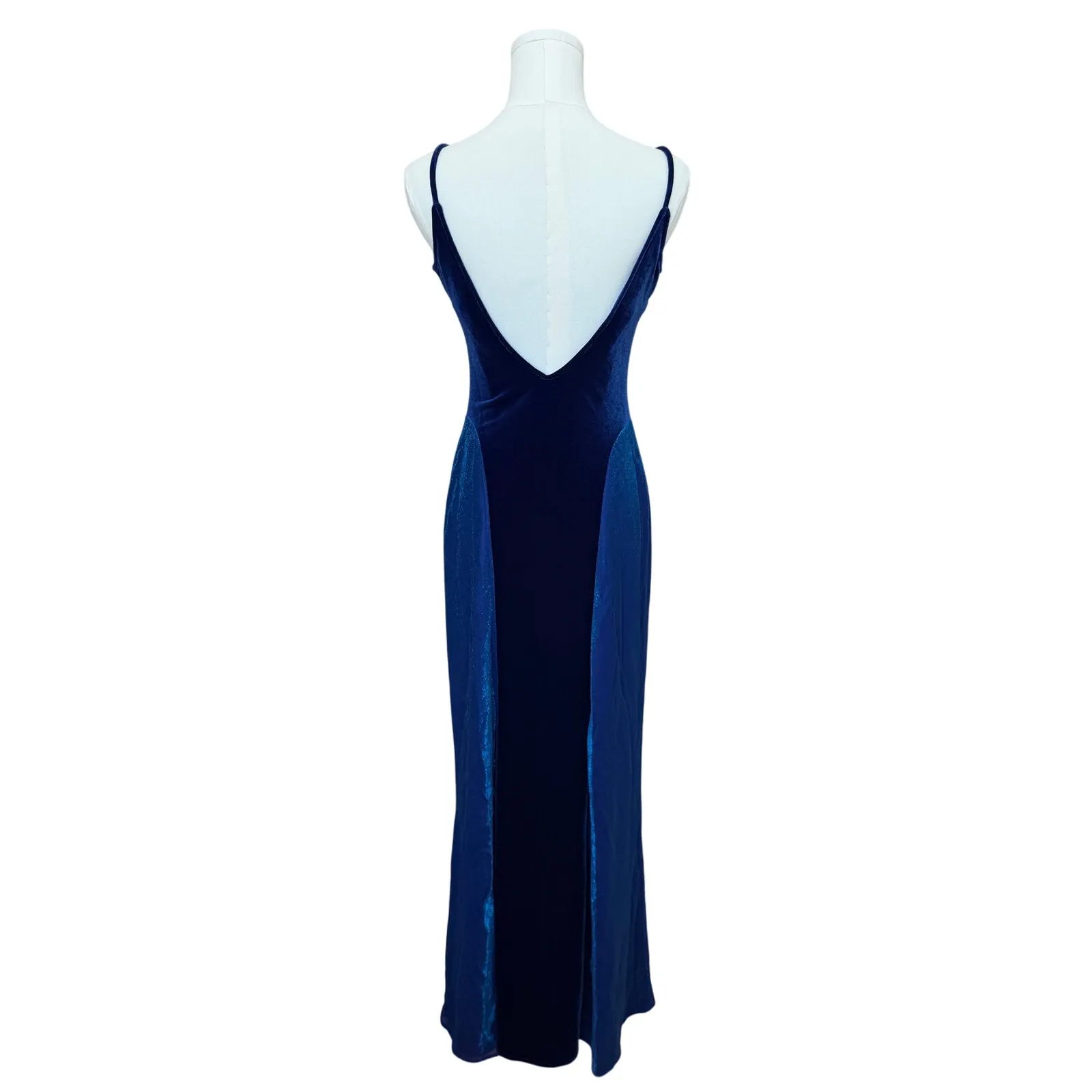 Zum Zum Velvet Slip Dress Blue Size S Vintage 90s - Image 6
