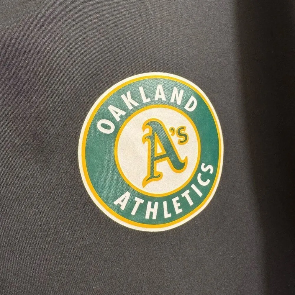 PINK Victorias Secret Black MLB Oakland A's Pullover Windbreaker Jacket Large - Image 5