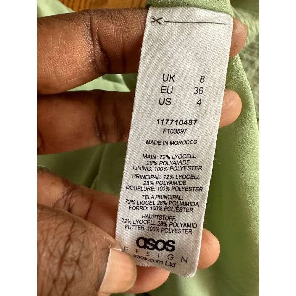 Asos Design Sage Green Draped Sleeve Wrap Skirt Maxi Dress UK 8 EU 36 US 4 - Image 12