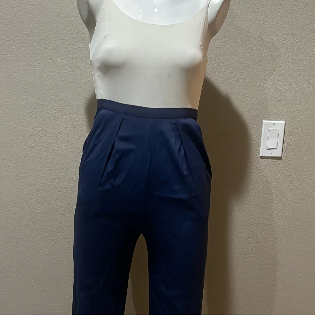 Alice and olivia blue and white silk jumpsuit - Image 4