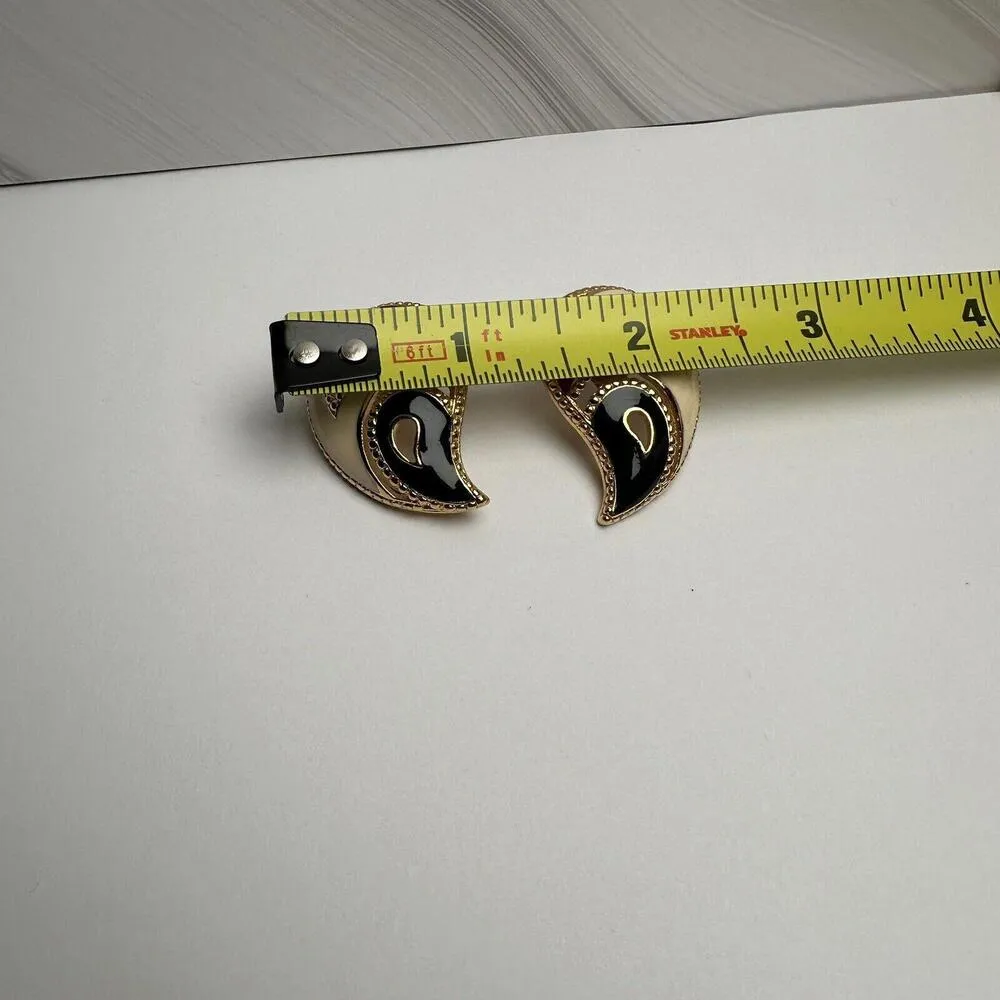 Avon Enamel Paisley Red Cream Blue Gold Tone Stud Pierced Earrings NWOT - Image 3