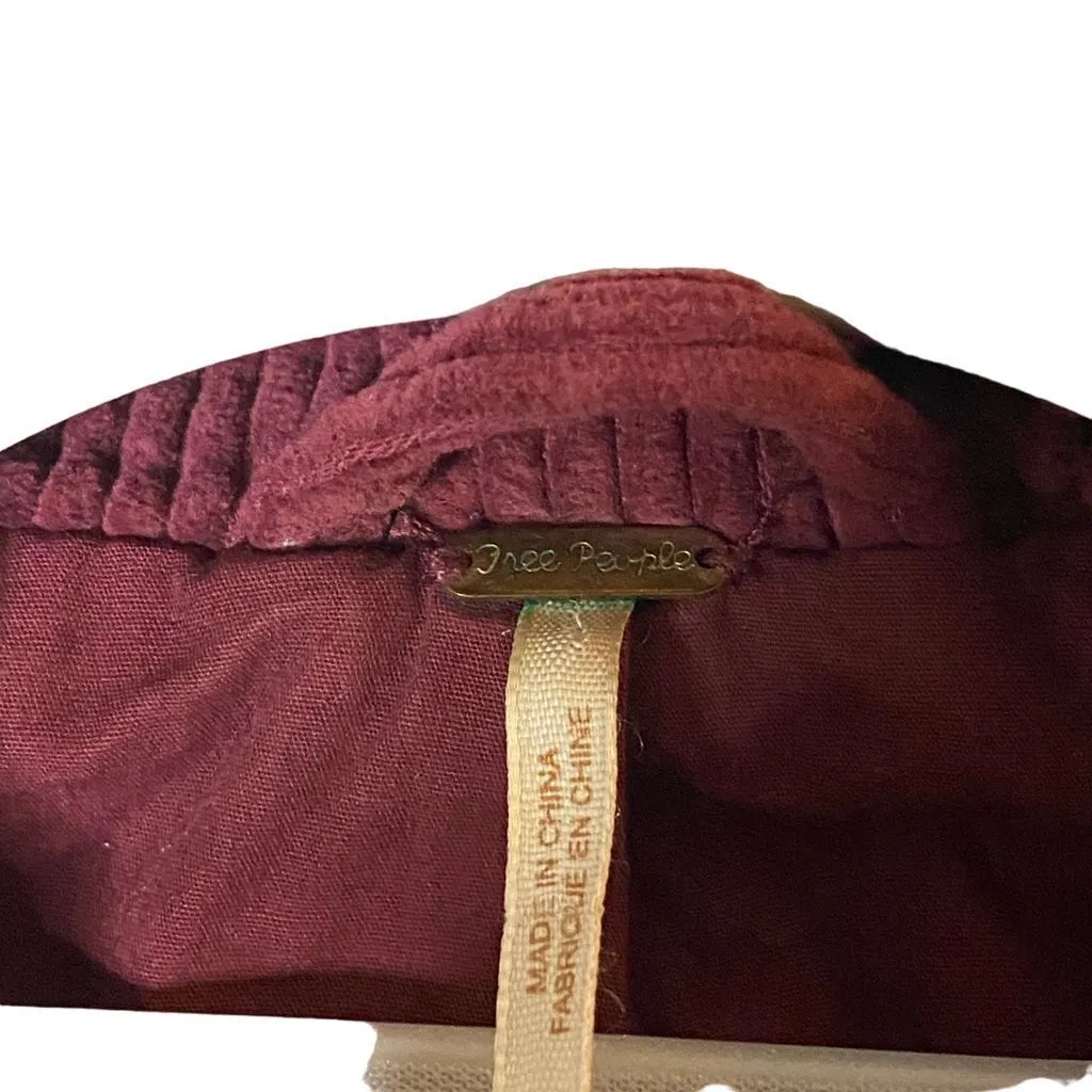 Free People Women's‎ Red Slouchy Dolman Corduroy Moto Jacket Size M - Image 12