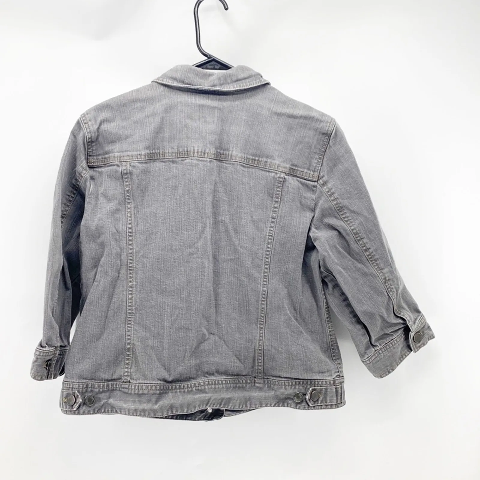 j.jill gray stretch denim 3 quarter sleeve jacket festival casual size L casual Size L - Image 2