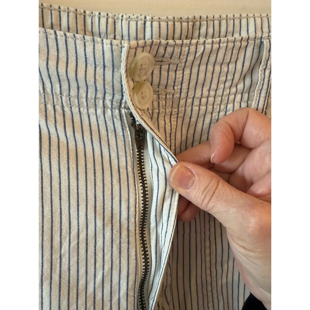 American Eagle Outfitters High Rise Tapered Pants Stripe White Blue Women's Sz 6 - Image 4