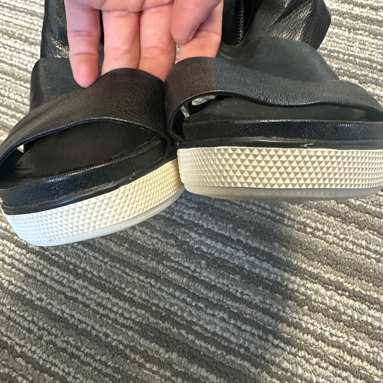 Eileen Fisher Sport Black Tumbled Leather Sneaker Sandals Coastal Preppy Staple - Image 3