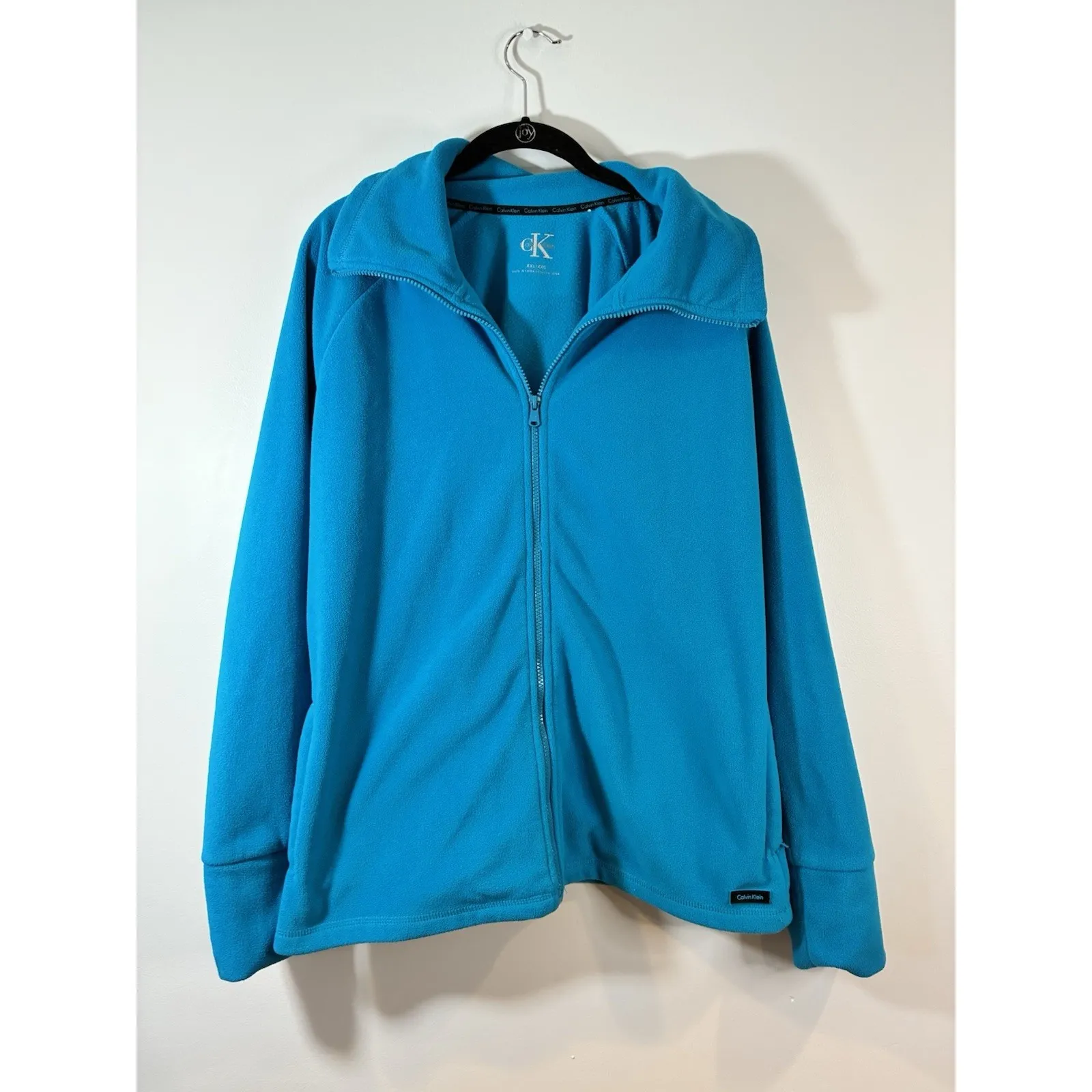 Calvin Klein Blue Fleece Jacket Womens XXL Full Zip Funnel Neck Warm Cozy‎ - Image 2