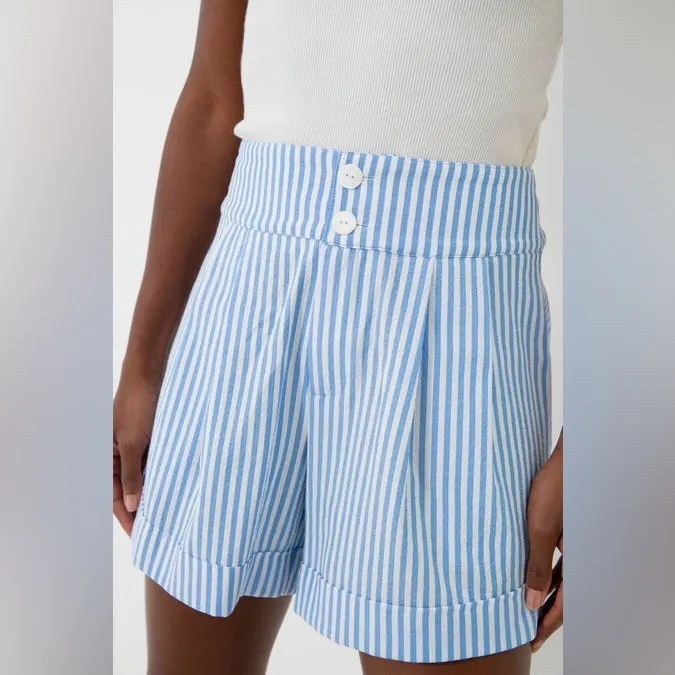 New! Pomander Place Blue Stripe Laguna Seersucker Shorts Size Medium - Image 3