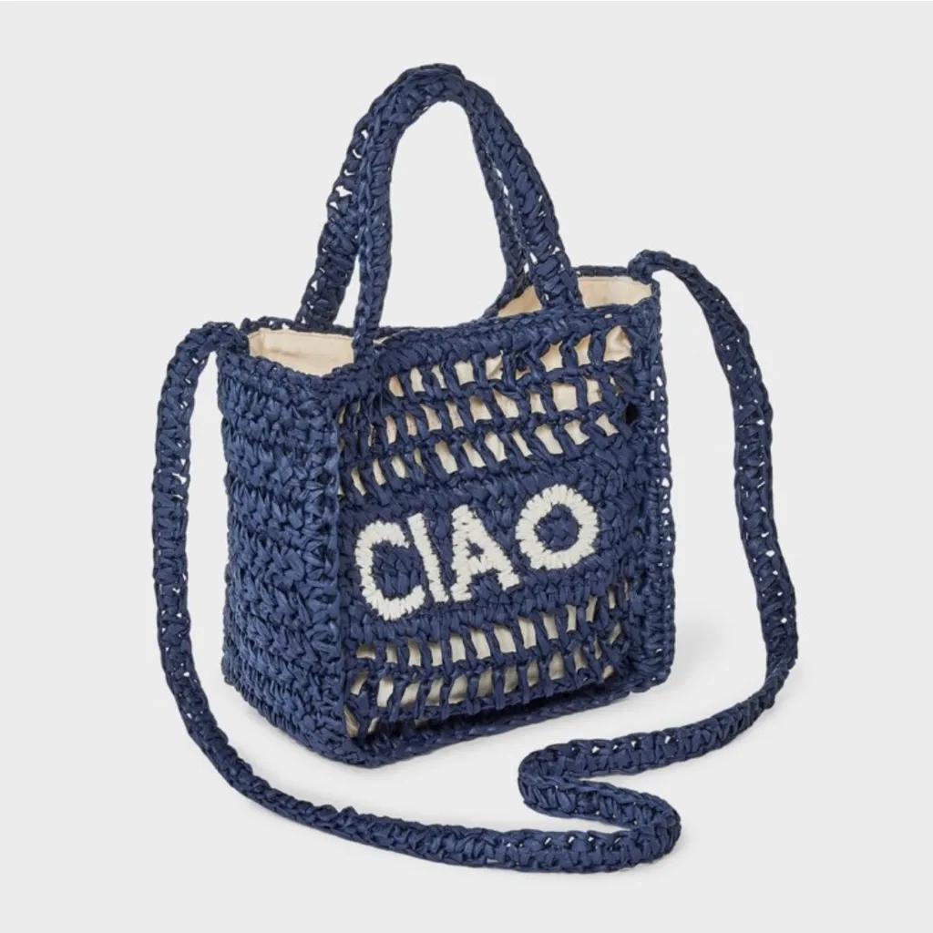 Top Handle “Ciao” Crochet Tote Handbag - Universal Thread Navy - Image 7