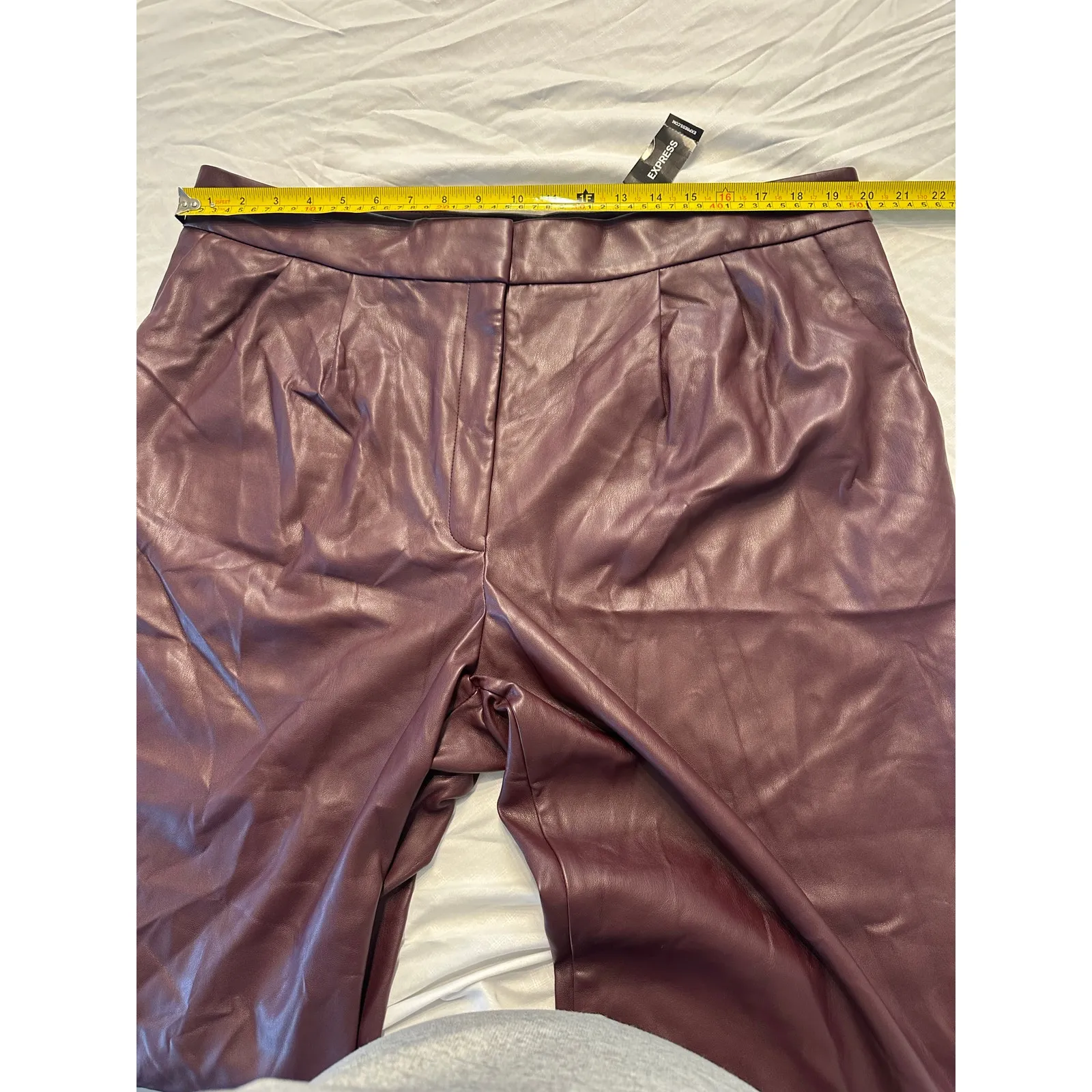 Express Womens Modern Straight High Rise Faux Leather Pants Sz 18S Purple - Image 6