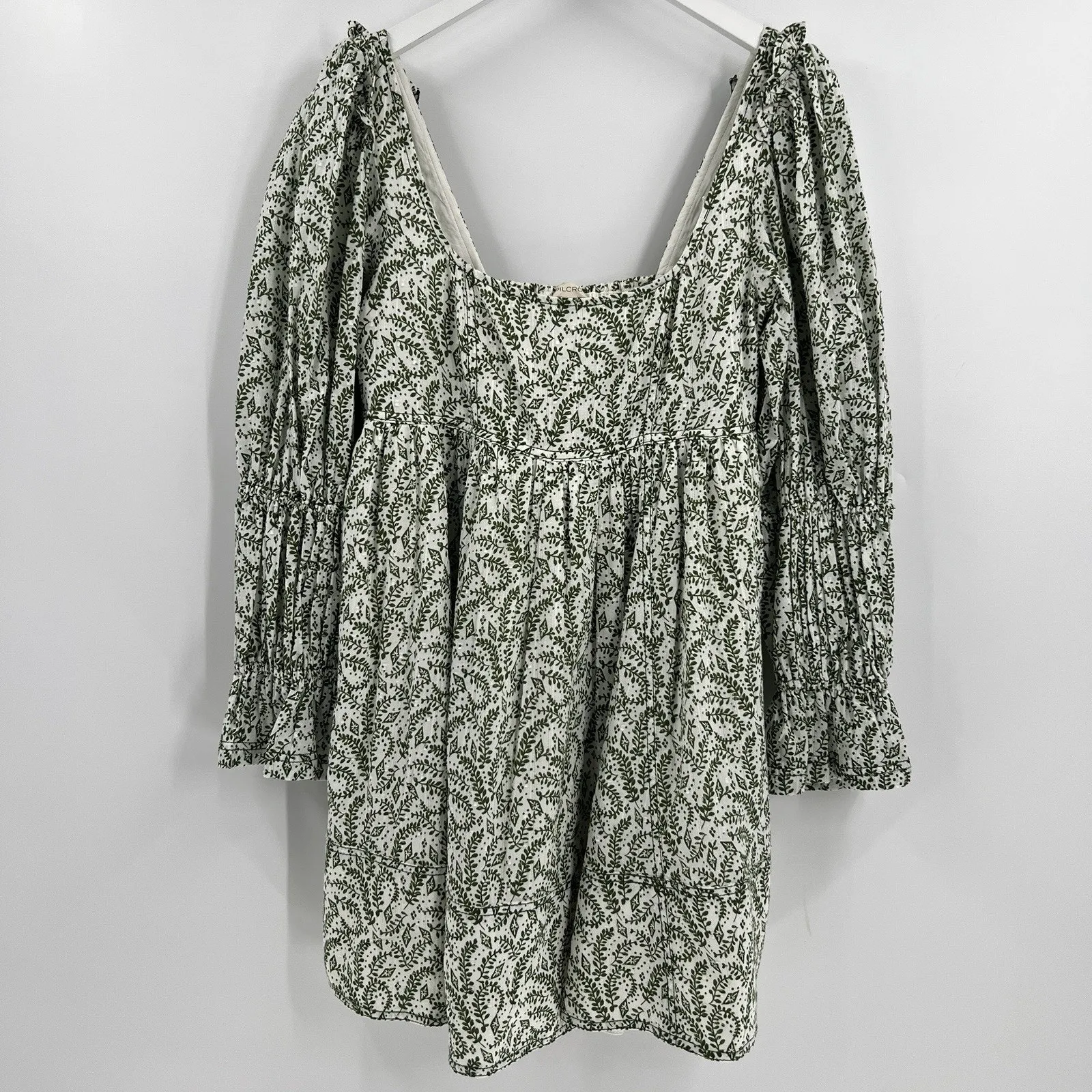 Anthropologie Pilcro Long Sleeve Babydoll Mini Dress Garden‎ Green Size Medium - Image 3