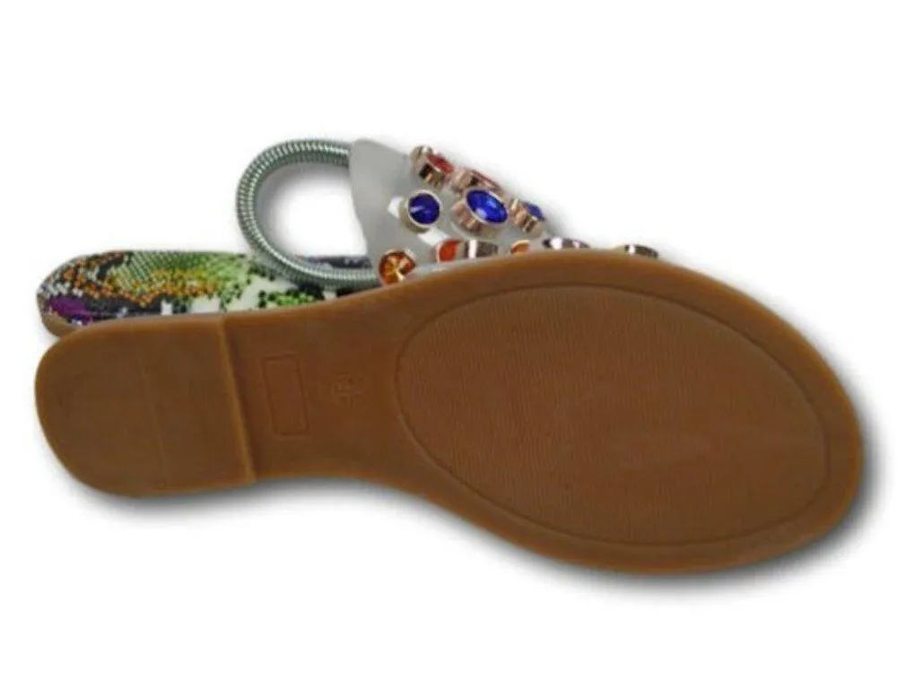 Embellished Luxe Rhinestones Slide Sandals Size: 8 NEW Blue - Image 4