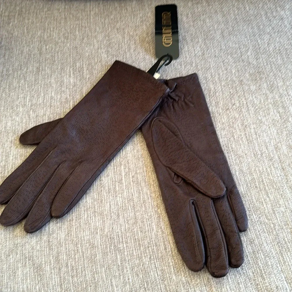 Genuine leather gloves brown size medium NWT - Image 2
