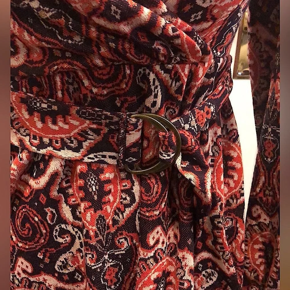 ANTHROPOLOGIE MAEVE Floral Paisley Wrap Front Dress With Belt Sz XS - Image 9
