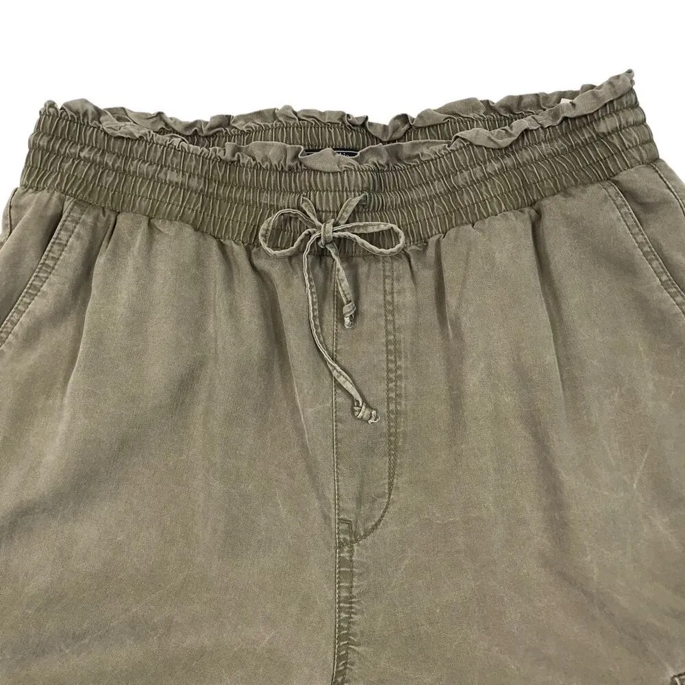 ABERCROMBIE & FITCH Paperbag Tencel Cargo Pant Jogger Sz L Burn Olive Grunge Y2K - Image 4