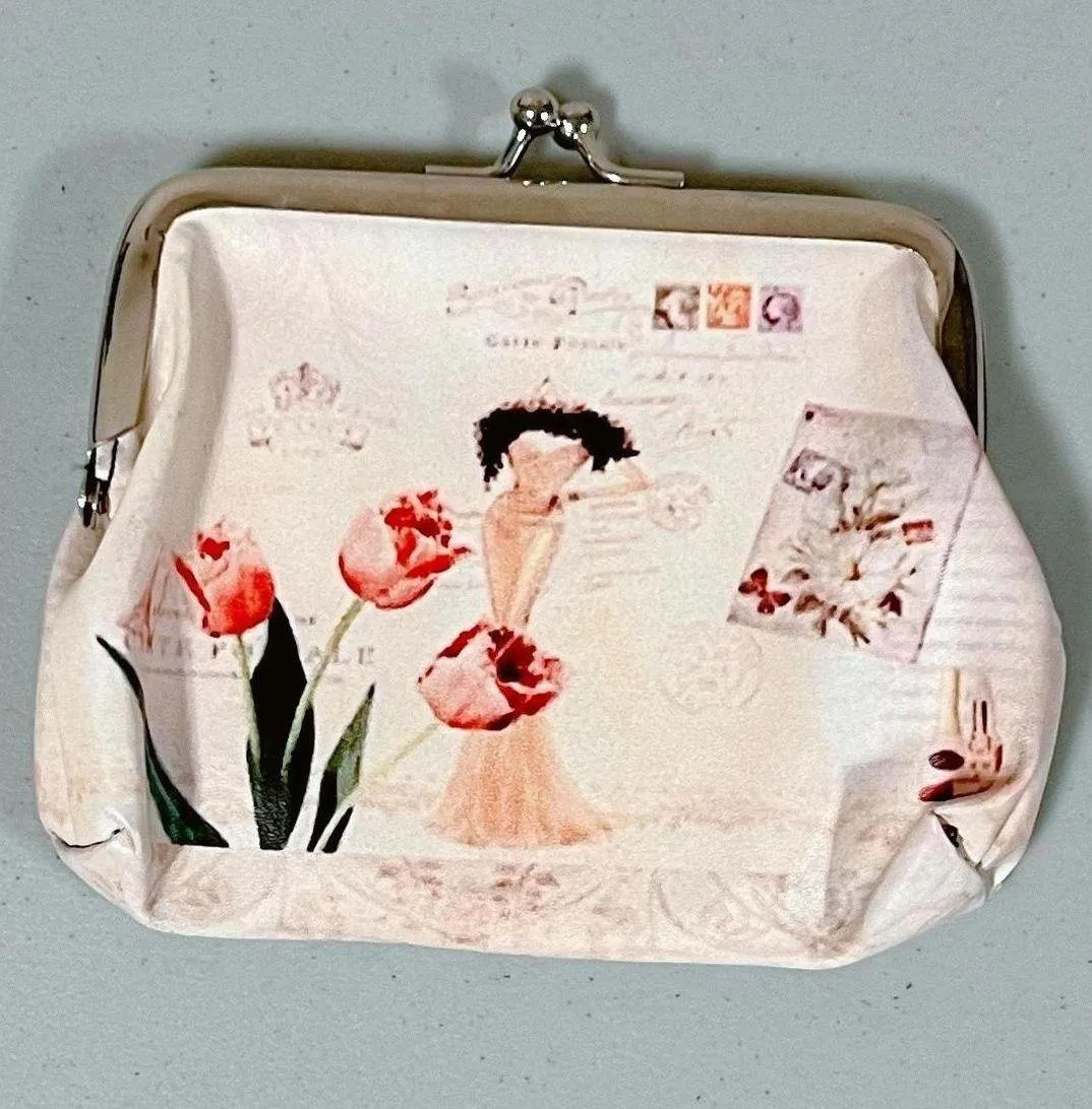 Light Pink Pastel Fashion Tulips Flowers Floral Coin Purse Pouch Bag Wallet Cardholder 🌷✨ - Image 2
