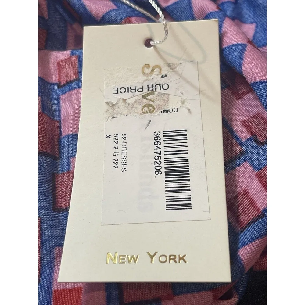 Seven Island Blue Pink Gold Sleeveless Tie Waist Stretch Summer Dress L NWT Size L - Image 8