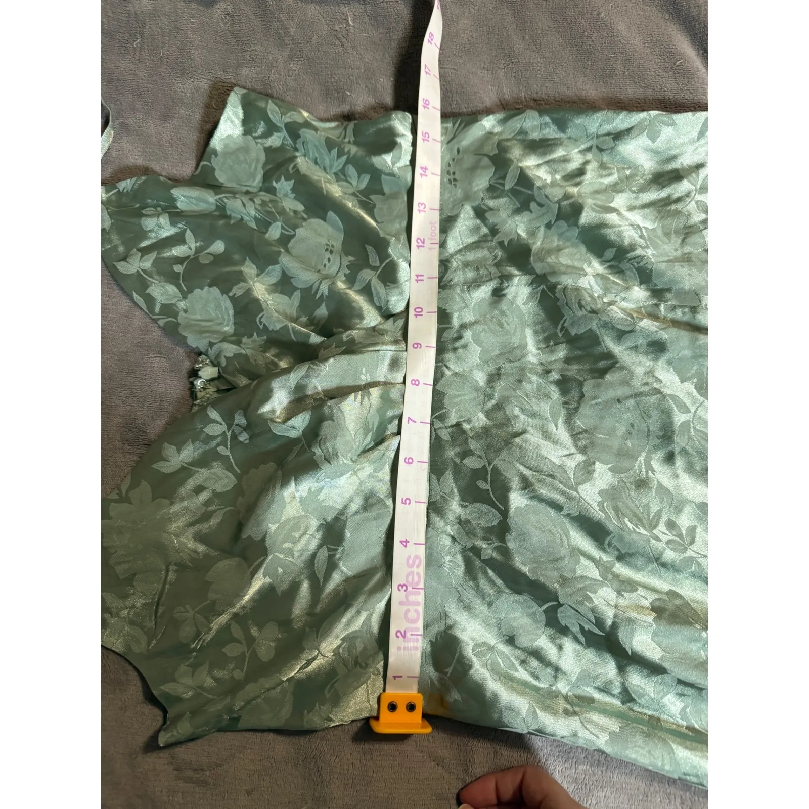 NWOT Lulus Size Large Radiant Refinement Sage Green Satin Jacquard Maxi Dress - Image 11