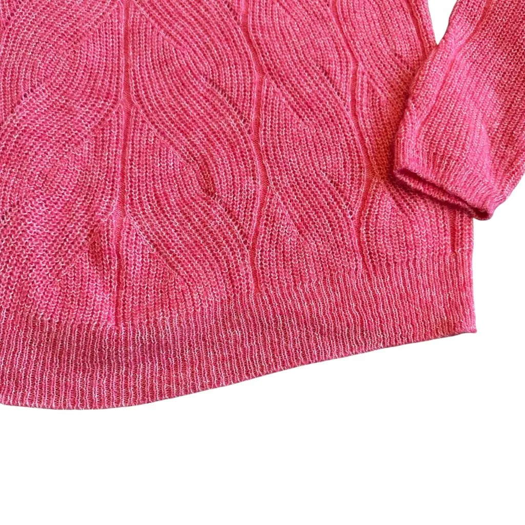 Anthropologie Keely Loose Weave Pullover Sweater Pink Stretch Wool Blend Medium - Image 6