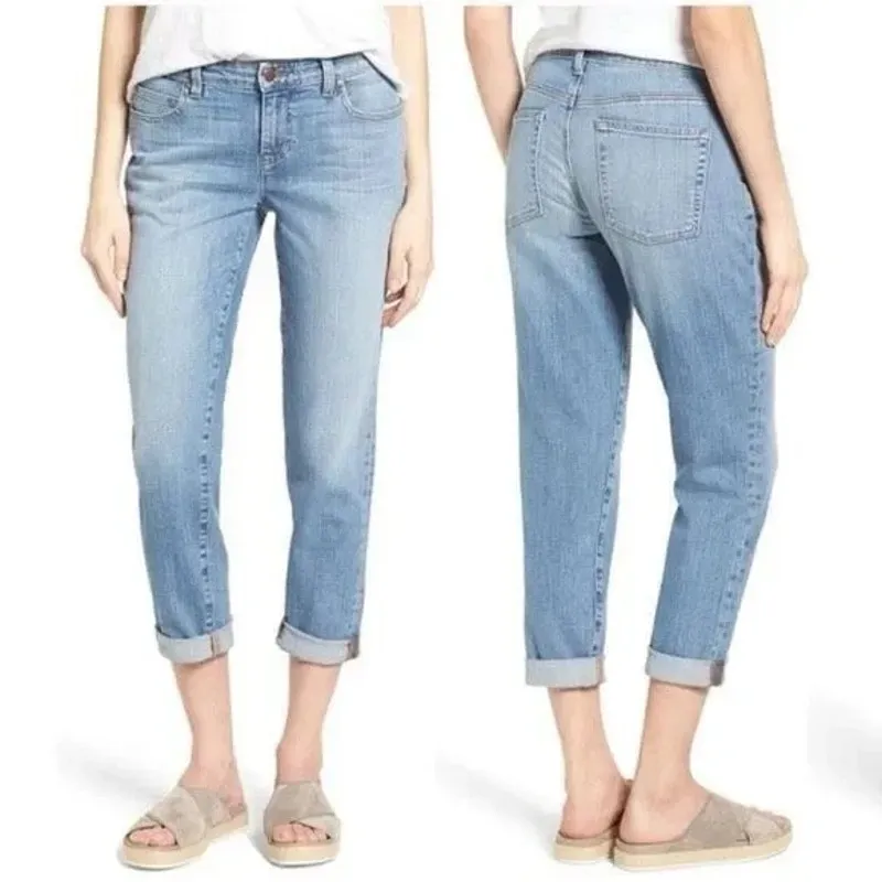 Eileen Fisher Women's Organic Cotton‎ Light Blue Denim Stretch Jeans 4X29 - EUC - Image 2