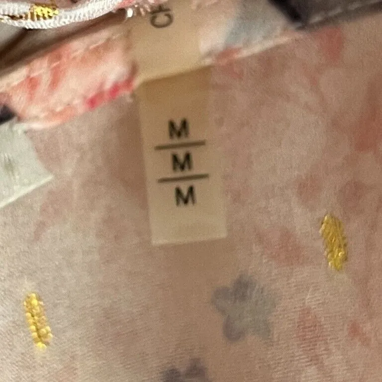 T Tahari Shirt Womens Medium Pink Floral Bell Sleeve Tasseled Tie Top Bloomcore‎ - Image 8