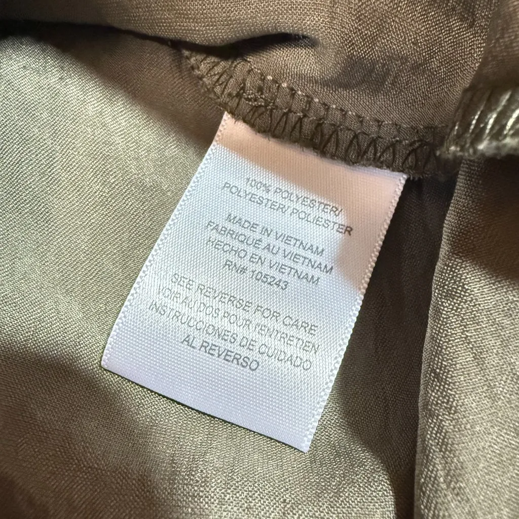 Bobeau XS Olive Green Satin Bias Slip Skirt Midi Stretch Minimalist Quiet Luxury - Image 7