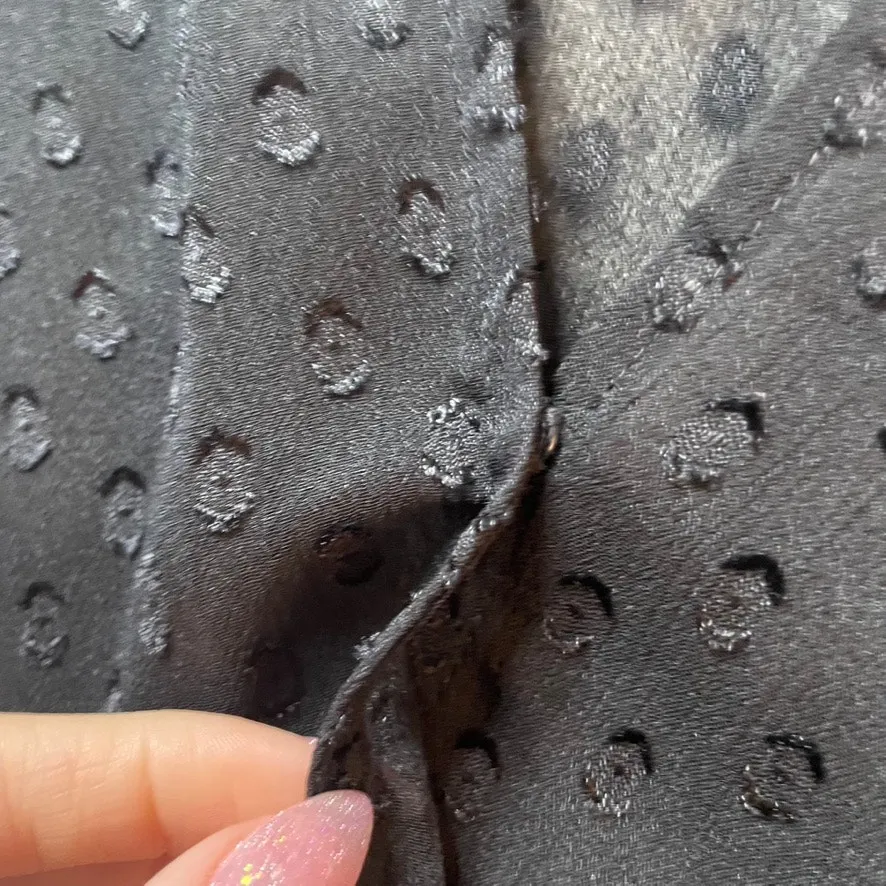 GUESS Sheer Black Longsleeve Wrap Top‎ Polka Dot Small - Image 3