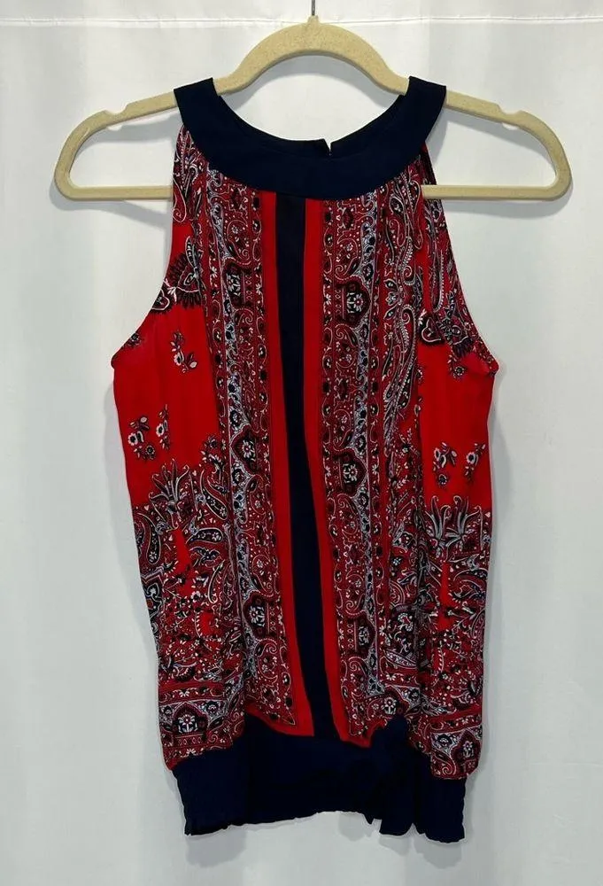 Soho New York & Company Paisley Sleeveless Blouse Red - Image 2