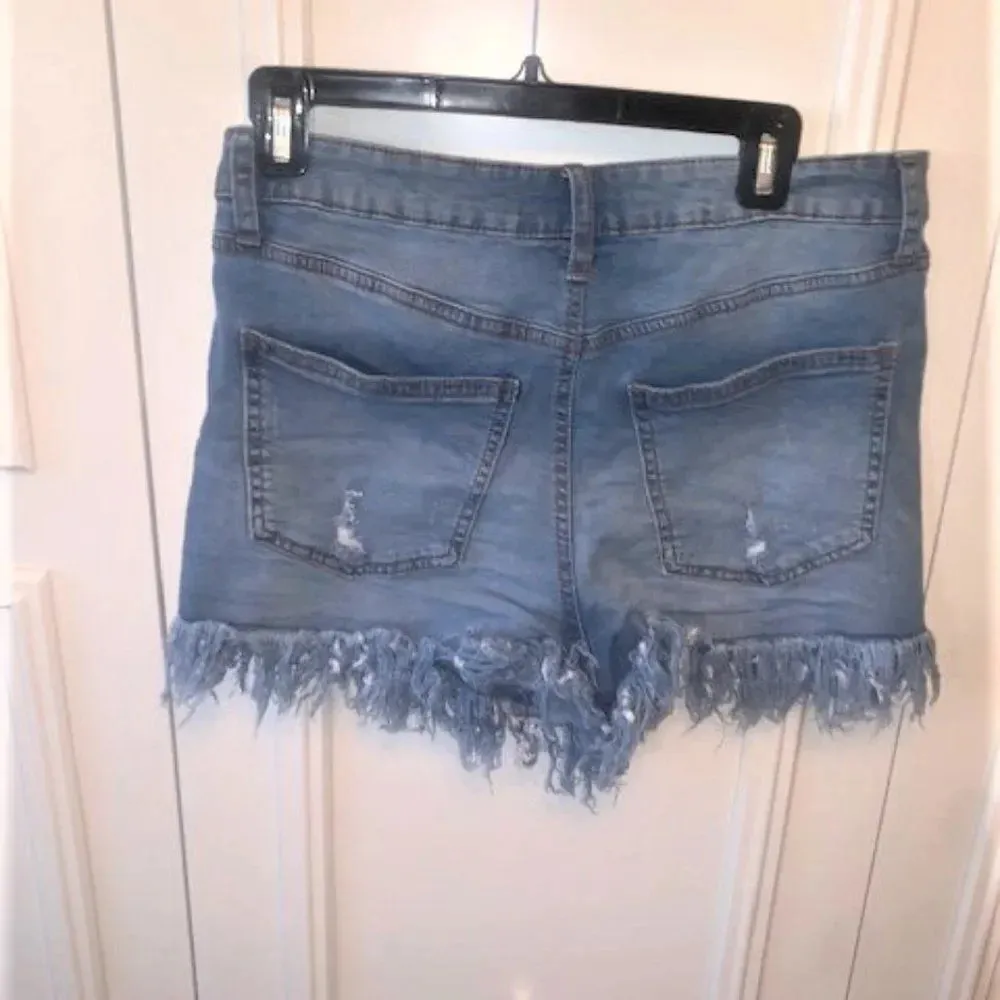 High Rise Festival Fray Hem Denim Shorts‎ - Image 5