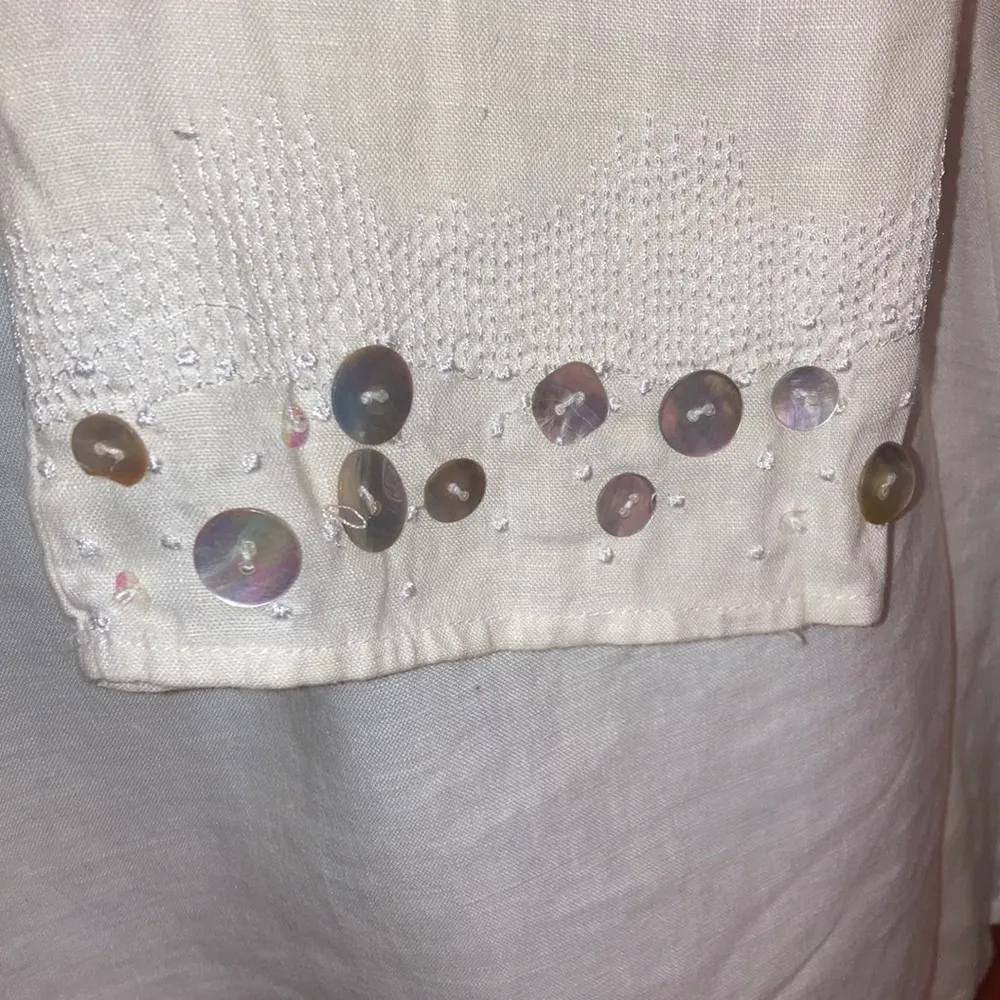 Cream Off White Carole Little Irish Linen Tunic Size 4 - Image 8