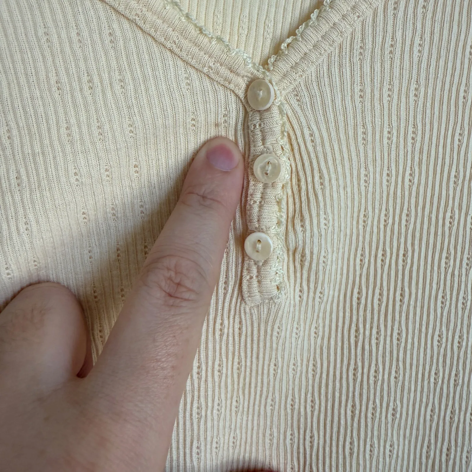 Vintage Victoria's Secret Country Pointelle Knit Pajama Set Butter Yellow Sz L - Image 6