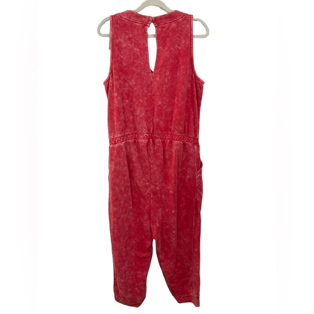 NWT‎ Lane Bryant Livi Red Tie Dye Jumpsuit Sleeveless Cropped Jogger Size 18/20 - Image 3