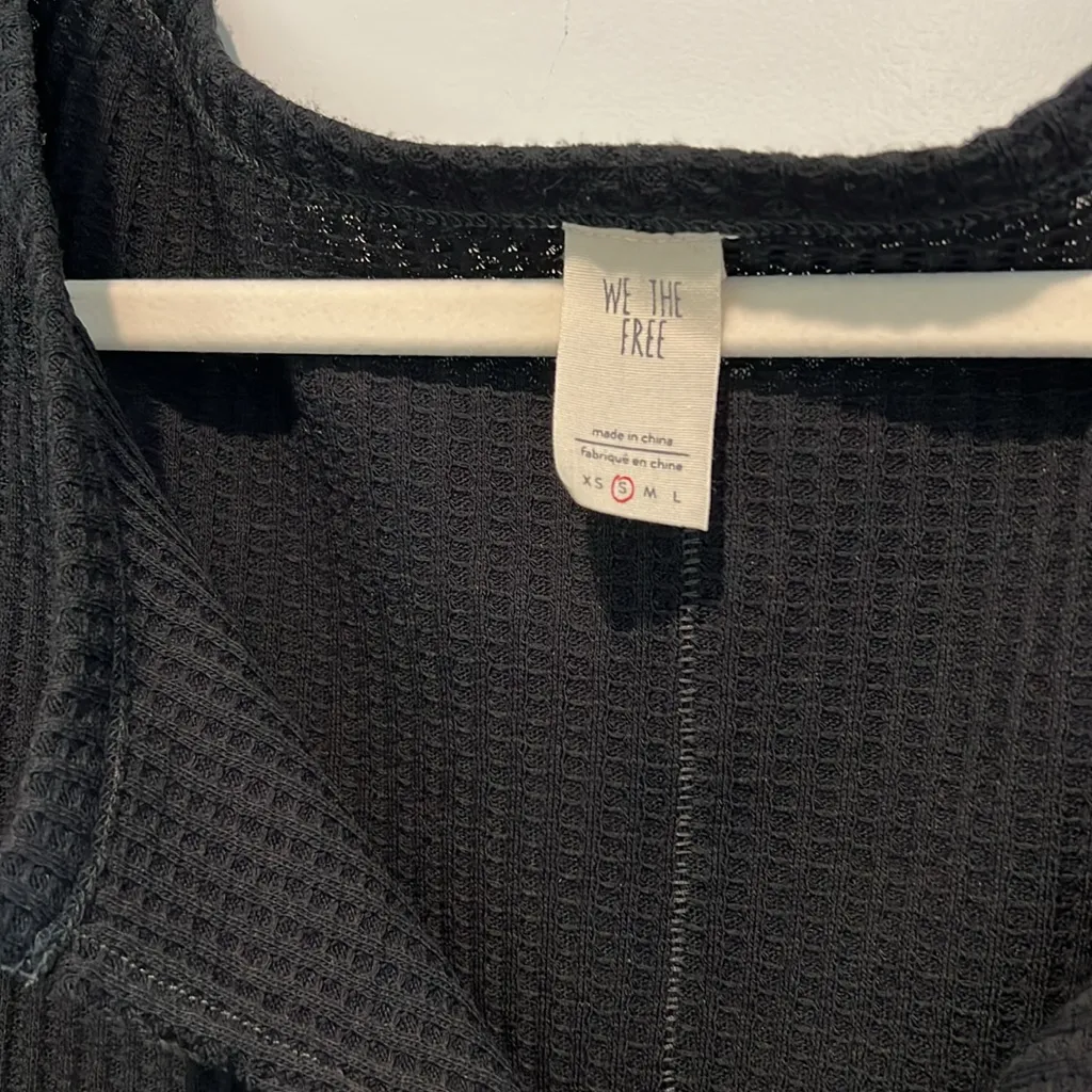 Free People We the Free Dahlia Thermal Top Black Small Bell Sleeve Oversized - Image 5