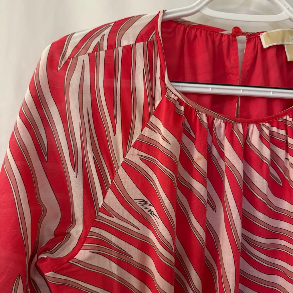 MICHAEL MICHAEL KORS Zebra Print Cotton Lawn Cutout Dress Size M Pink Size M - Image 8