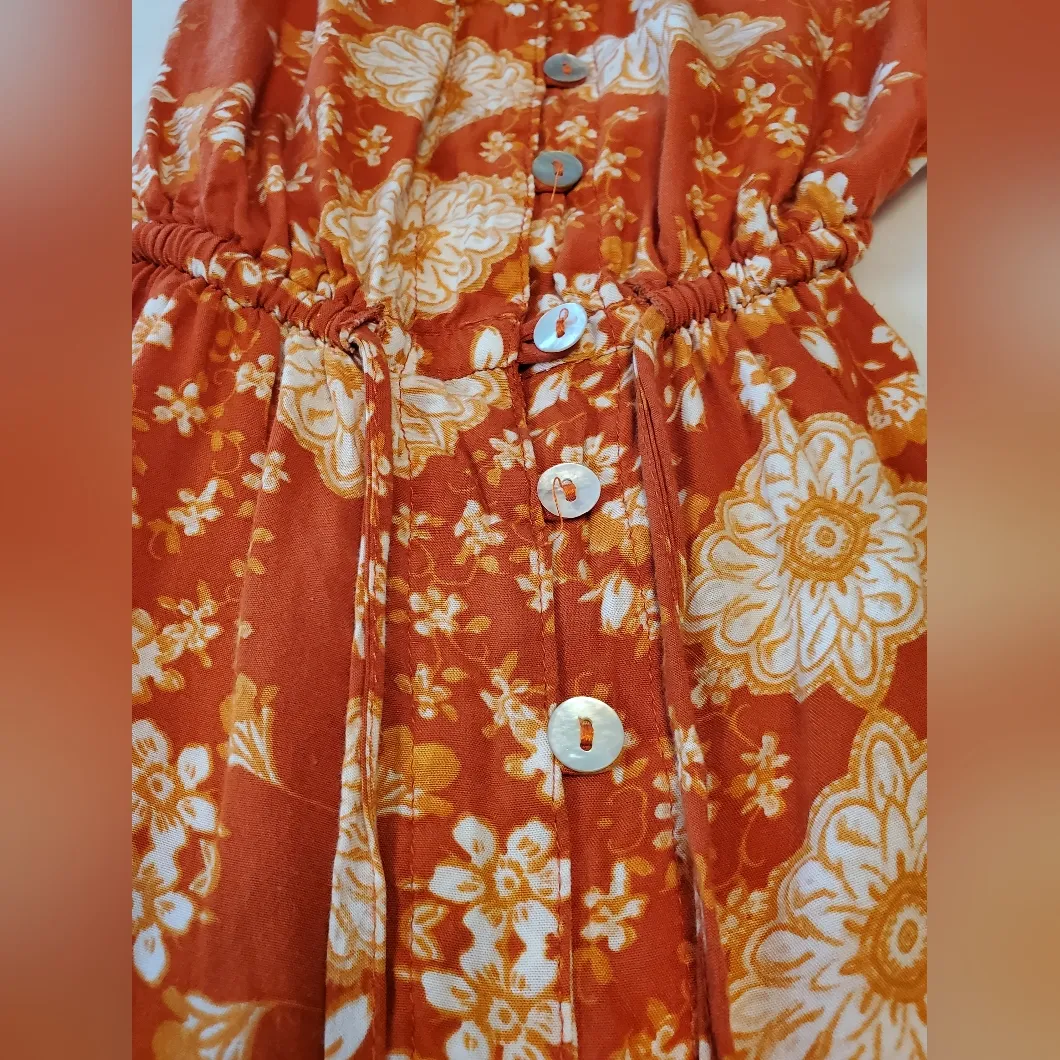 Anthropologie Abel the Label Rustica Floral Orange Hi Low Midi Dress Women´s M - Image 7
