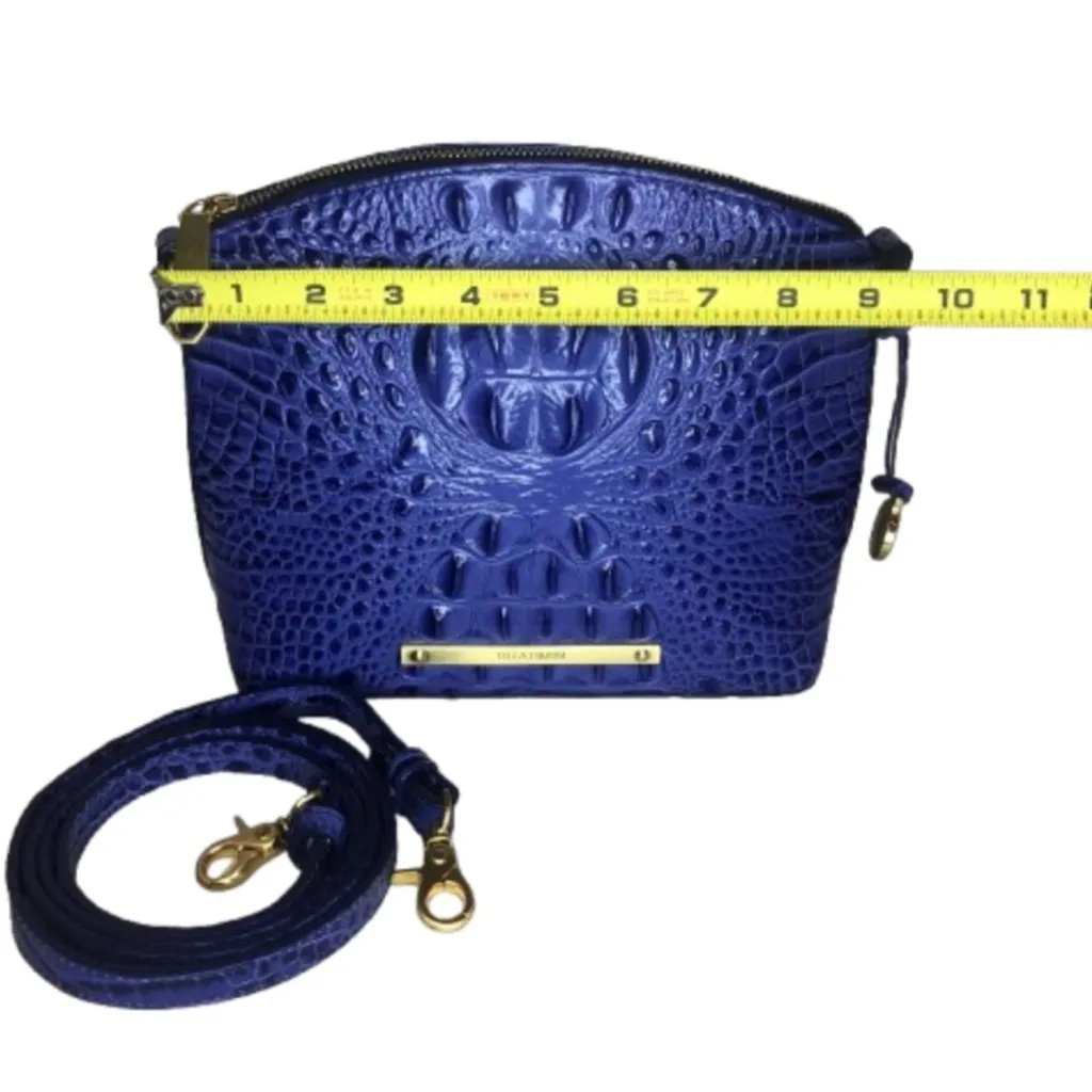 BRAHMIN Electric Blue Crocodile Embossed Leather Duxbury Dome Crossbody Bag NWOT - Image 6