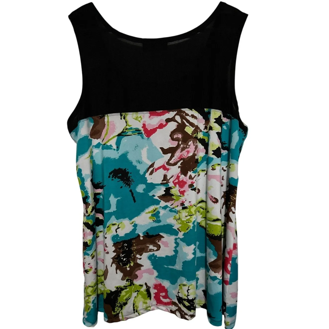 Tango Mango Collection Women's Black Teal Pink Green Tank Top Size‎ XXL - Image 2
