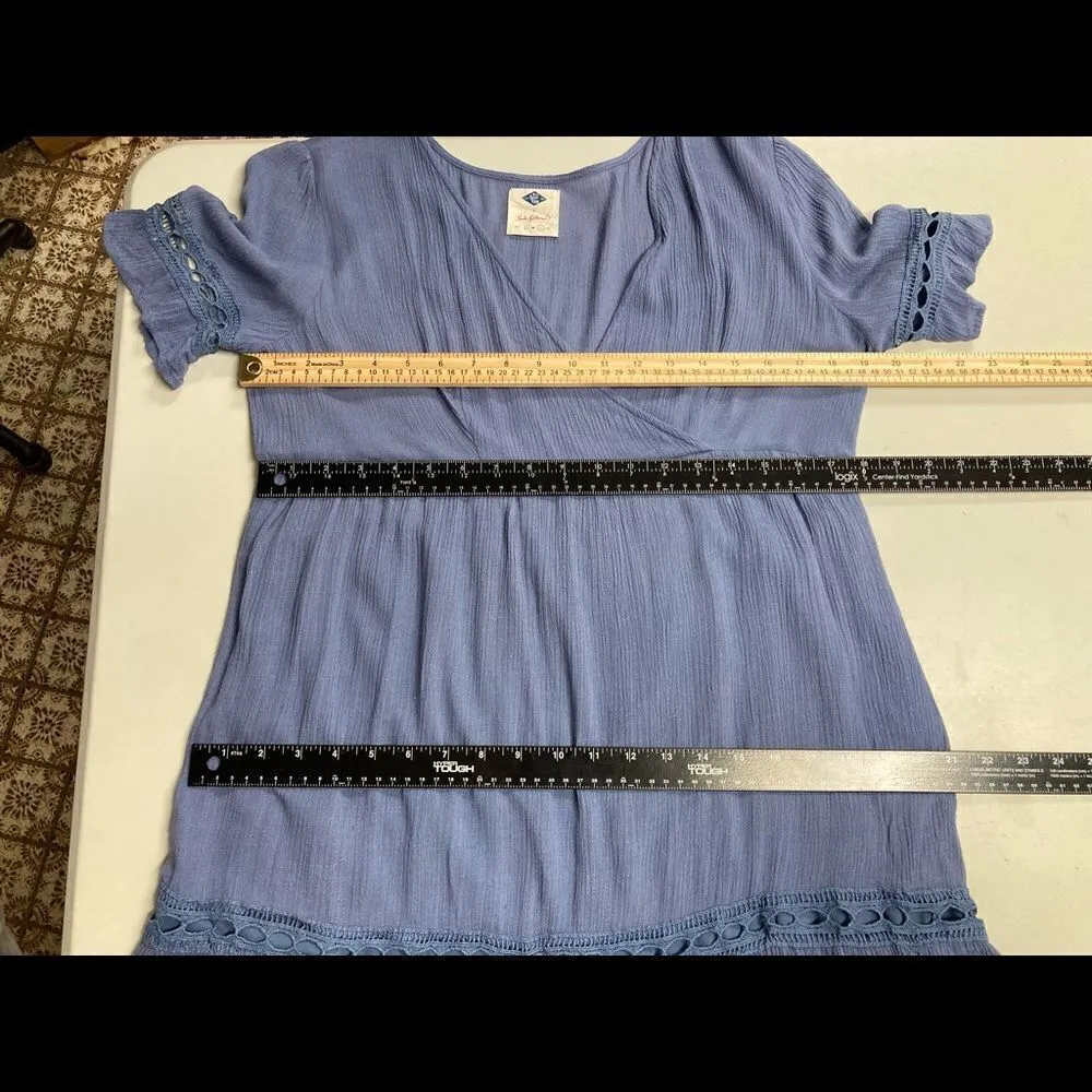 WILD BLUE SADIE ROBERTSON Blue‎ Dress Size Large Ruffle Cottage Core - Image 10