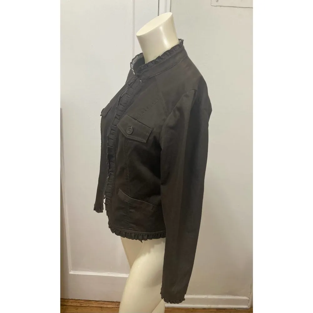 Willi Smith Brown ruffle light jacket size 10 fits medium women’s ruffled blazer - Image 7
