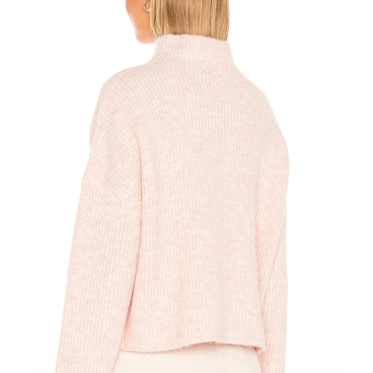 Central Park West Sweater Womens Medium Pink Bailey Turtle Neck Cashmere Blend - Image 4