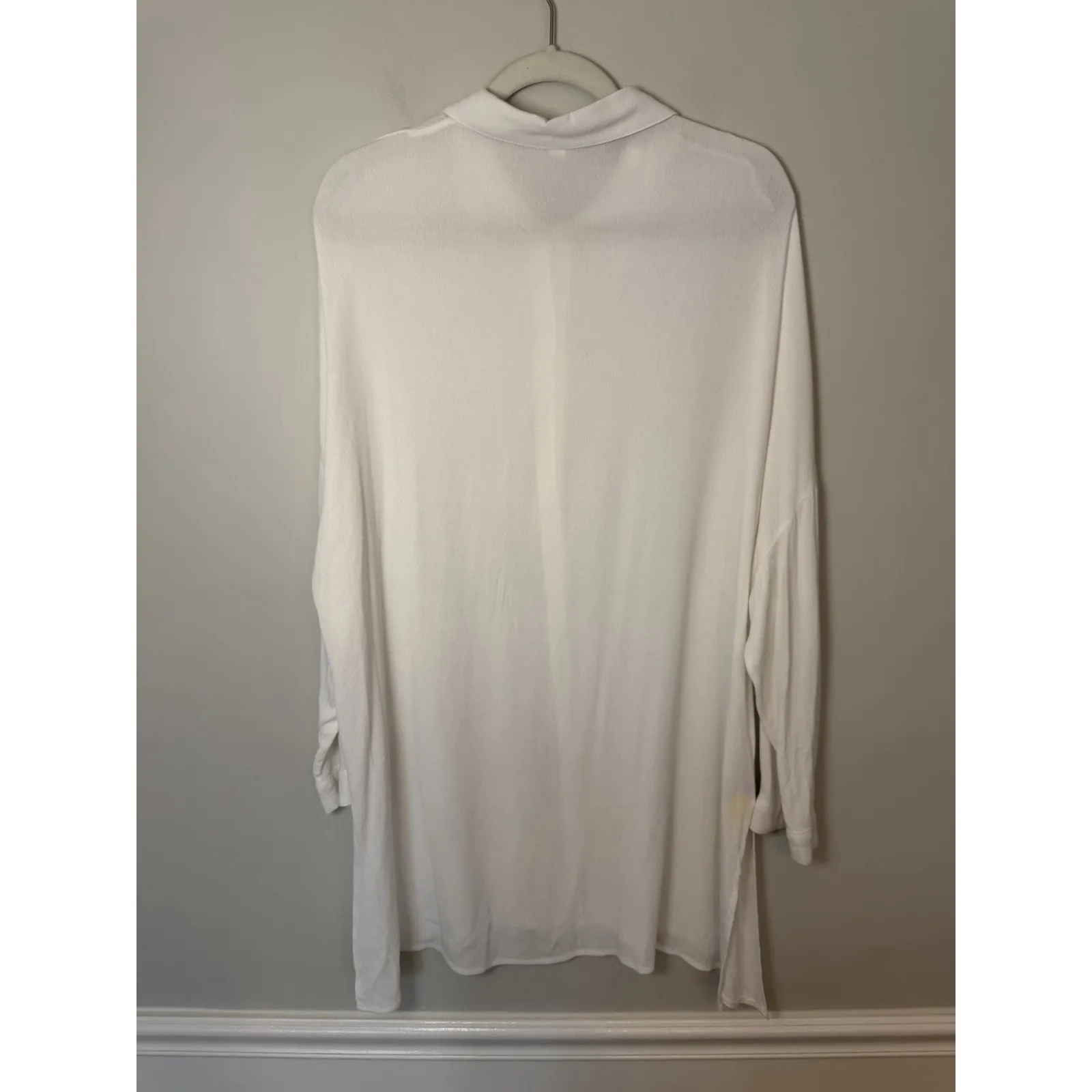 White Lightweight Button Down Swim Cover Up Sz XL - Image 3
