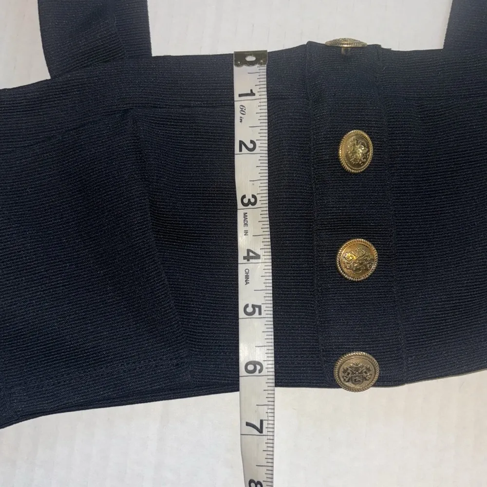ZARA BLACK RIBBED MIDRIFF TOP SIDE ZIPPER SIZE SMALL/MEDIUM  4 GOLD BUTTONS - Image 11